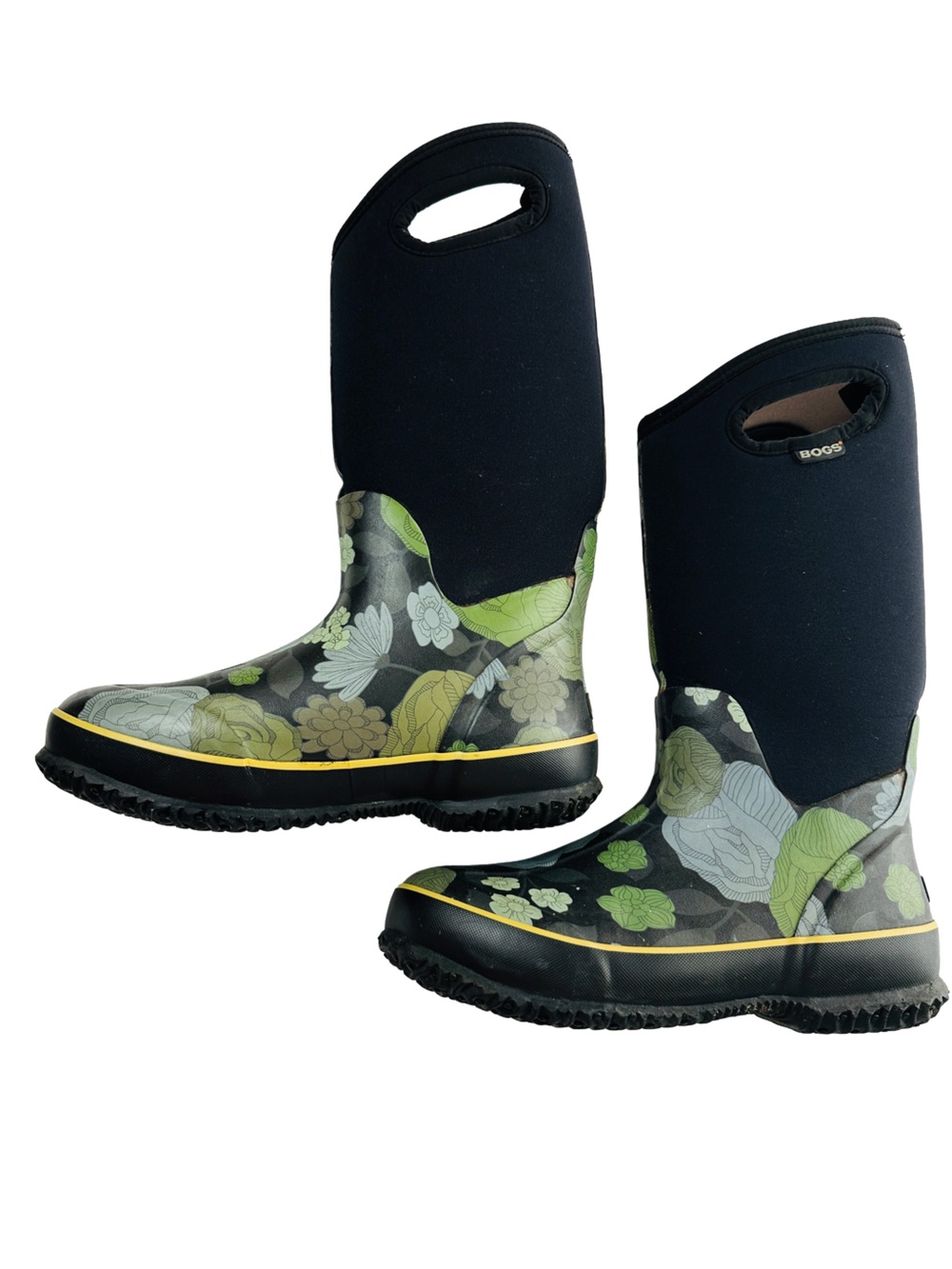 BOGS Women's Classic High 'Le Jardin' Rubber Floral/Black Tall Boots 8